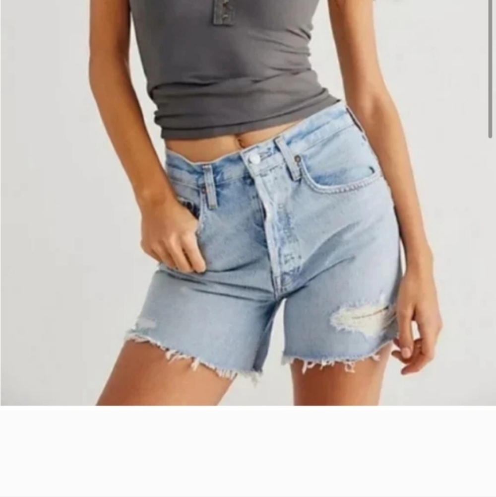 Agolde high Rise Slim leg Groov Riley Denim Shorts NWT Size 23